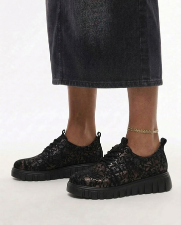 Filippo Skórzane Sneakersy Damskie Na Platformie Czarne DP6846-26-BK-FL