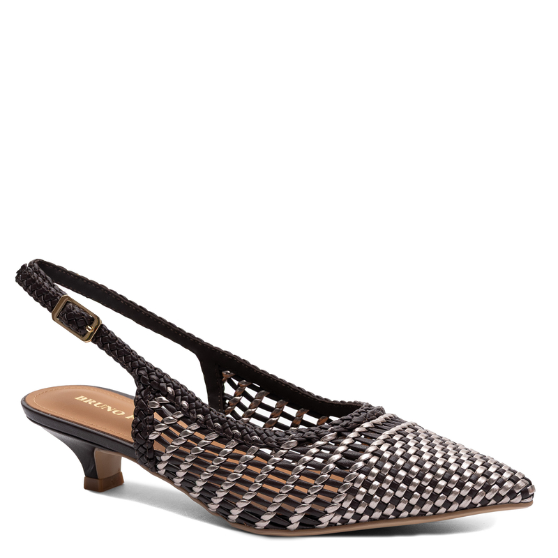 Bruno Premi Woven Slingback Kitten Heel Pumps Brown BN0210XBPRI2IALTM
