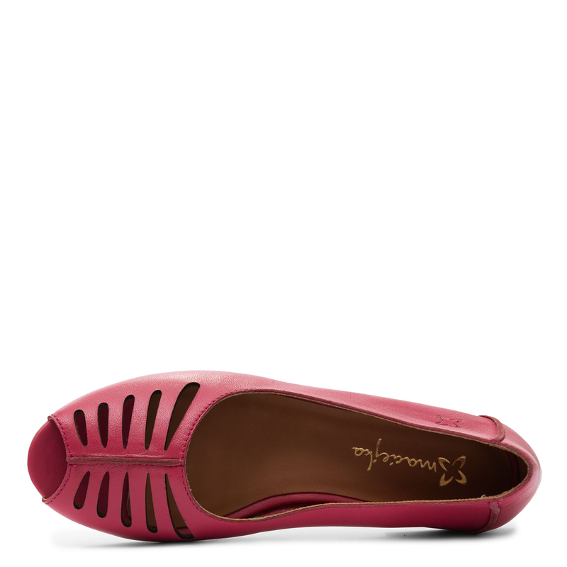 Maciejka Leather Peep-Toe Ballerinas With Cutout Detailing Pink P7541-15/00-1