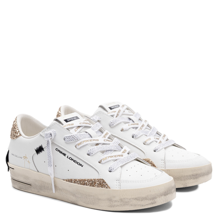 Crime London Sk8 Deluxe Leather Sneakers White 29102PP8.10