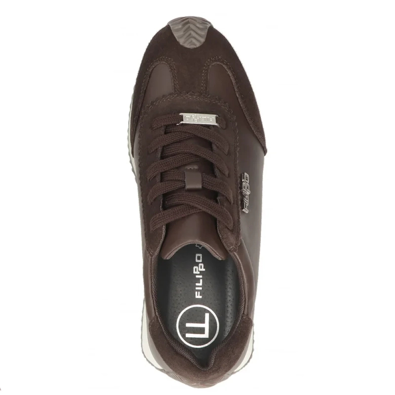 Filippo Skórzane Sneakersy Zamszowe Detale Brązowe DP7979-26-D-BR