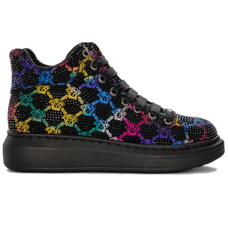 GOE Sneakersy damskie Czarne+multikolor z Kryształkami