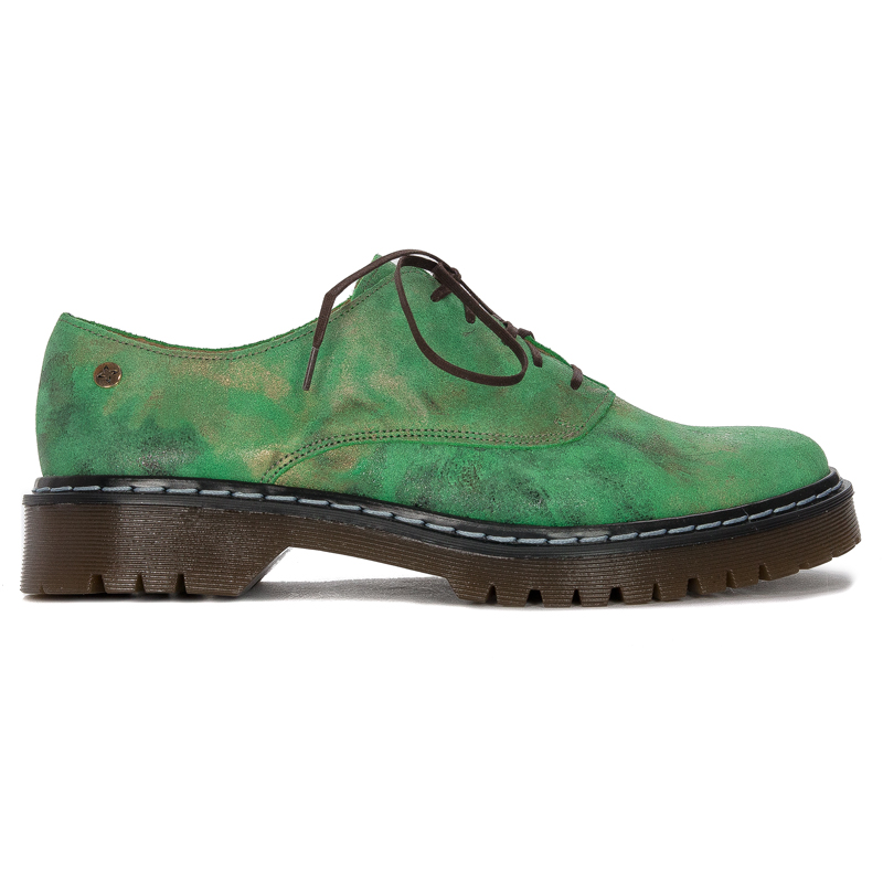 Maciejka 04087-09/00-5 Green+Gold Flat Shoes