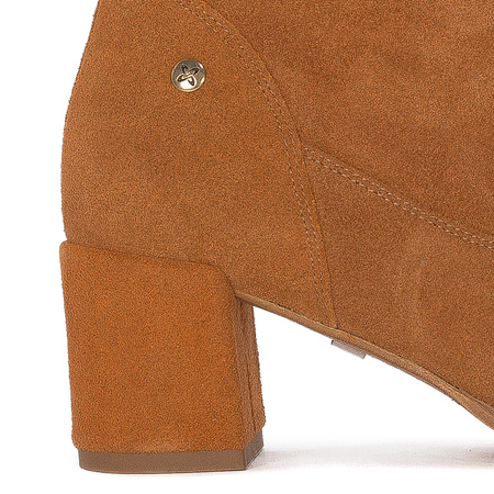 Maciejka Slouch Suede Ankle Boots Block Heel Cognac Brown 06005-29/00-6