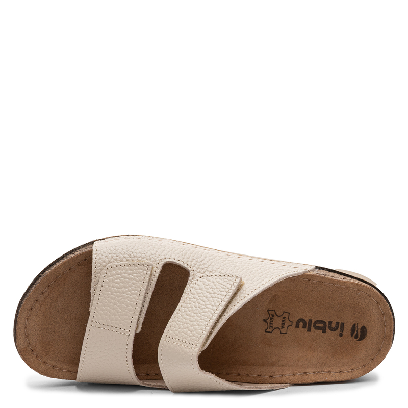 Inblu Anatomical Leather Adjustable Women's Slides Beige AA0005GU