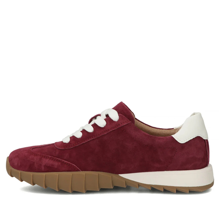 Filippo Skórzane Zamszowe Sneakersy Damskie z Kontrastowymi Paskami Bordowe DP7534-26-BG
