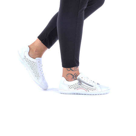Rieker Leather Perforated Women’s Sneakers With Side Zipper White 52824-80