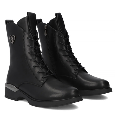 Filippo Leather Lace-Up Ankle Boots Insulated Black DBT7199-25-BK