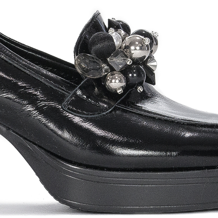 Pumps shoes for women Inofio, leather Black Lacquer