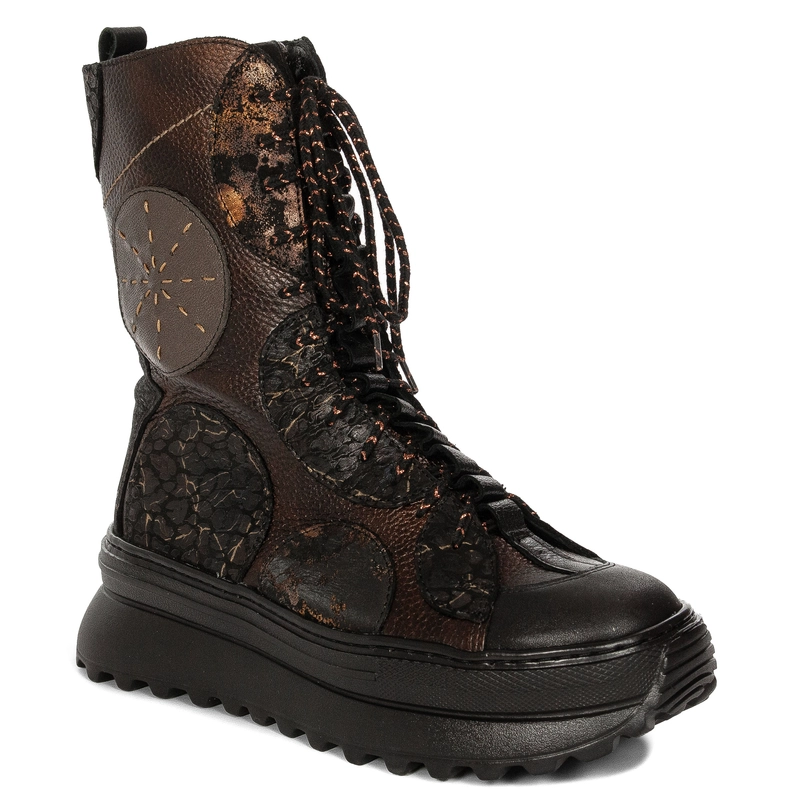 Maciejka Women's Leather Boots on Platform Brown
