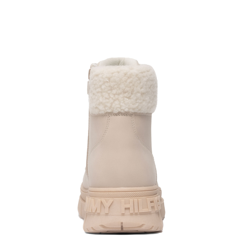 Tommy Hilfiger Trzewiki Sznurowane Damskie Z Futerkiem Beżowe T3A5-34043-BEIGE