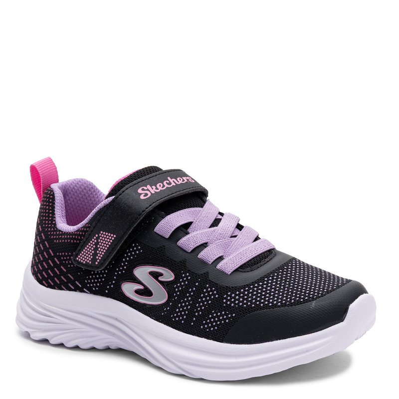 Skechers Sportowe Sneakersy Dziewczęce z Rzepem Czarne 302448L-BKMT
