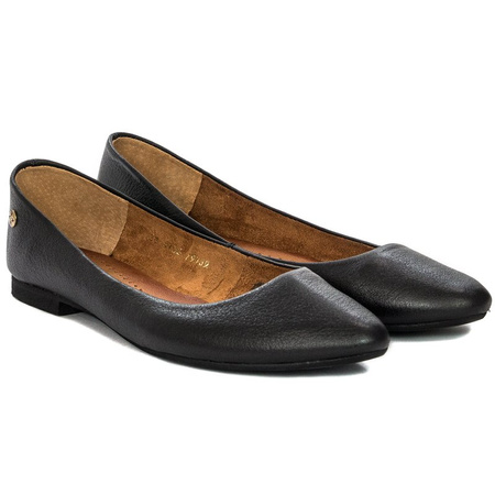 Maciejka Leather Ballerina Flats Almond Toe Black 04100-01/00-8