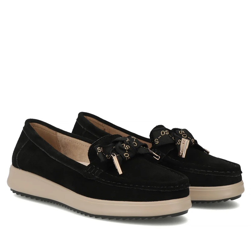 Filippo Leather Women's Loafers Slip-On Platform Black DP6457-26-BK-SU