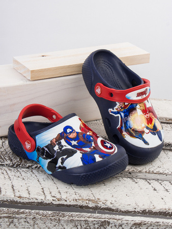 Crocs Children Slides Navy Avengers Patch