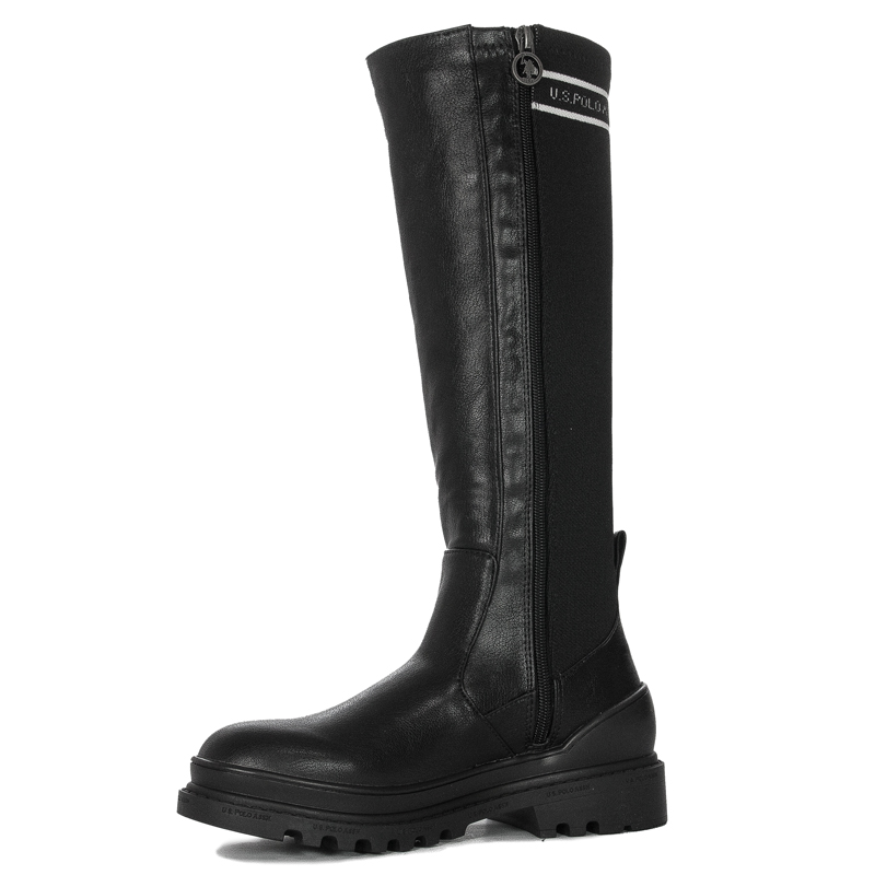 U.S.Polo Assn. Kozaki damskie z elastyczną cholewką do kolan Black czarne