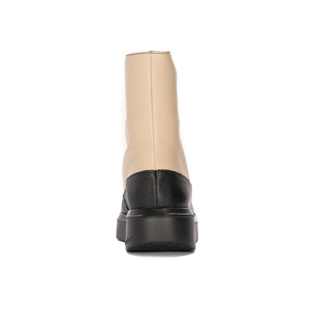 Wonders Botki Damskie Skórzane Na Platformie Wild Negro Cream
