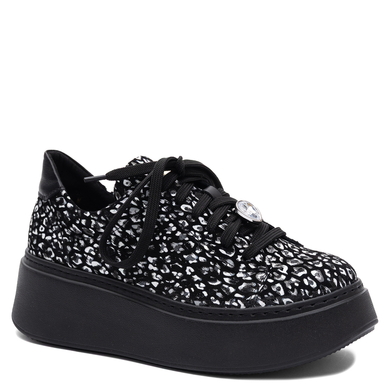 Maciejka Leather Platform Sneakers Black White 6191W-08/00-8