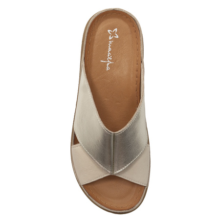 Maciejka Beige + Gold Women's Slides