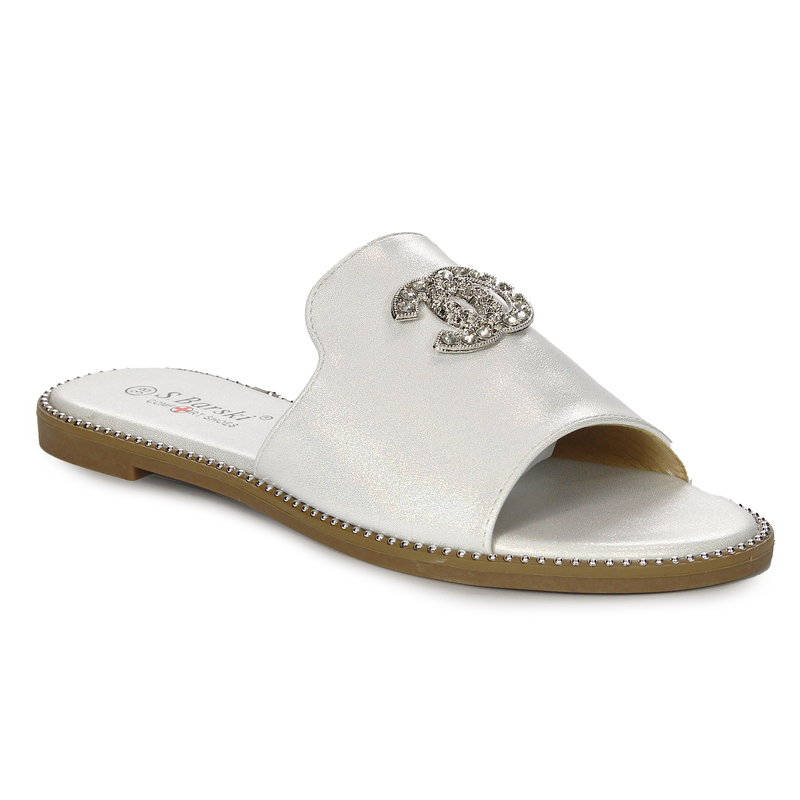 S.Barski Women's Silver Slides