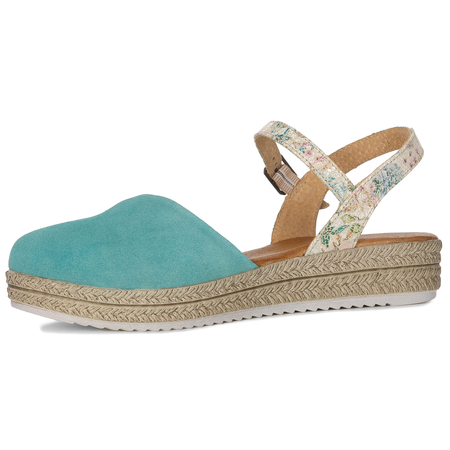 Maciejka Suede Leather Sandals Closed-Toe Platform Turquoise 03065-06/00-5