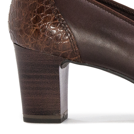 Tamaris Czółenka damskie skórzane Mahogany Comb brązowe