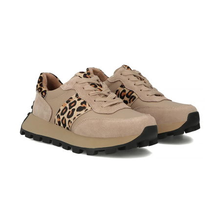 Filippo Beige Leopard Leather Sneakers