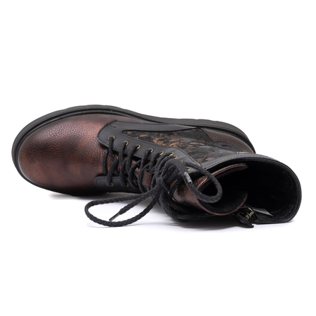 Maciejka Leather Women’s Platform Ankle Boots With Zip And Laces Brown-Black 06720-02/00-8
