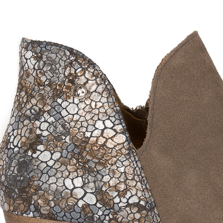 Maciejka Botki Damskie Beż Ciemny Multikolor