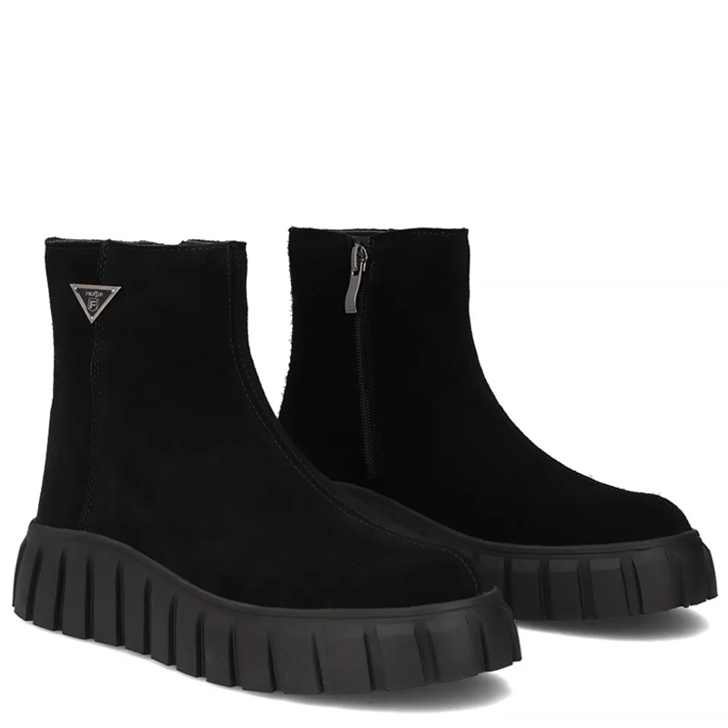 Filippo Women's Suede Platform Ankle Boots Side-Zip Black DBT6301-25-BK