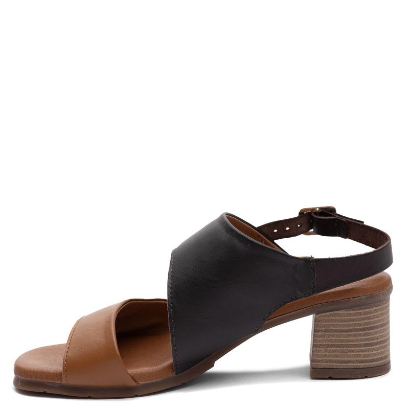 Maciejka Leather Block Heel Sandals Two-Tone Brown E7396-02/00-1