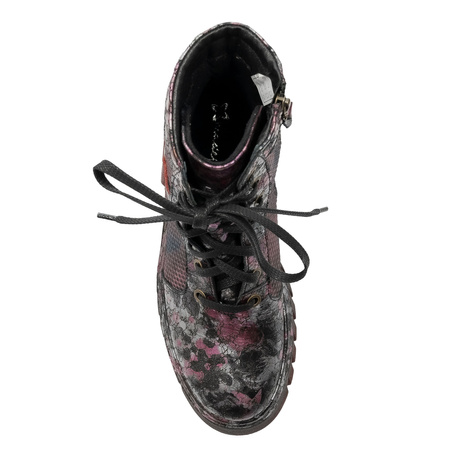 Maciejka Mesh-Panel Ankle Boots Chunky Platform Burgundy 07072-23/00-8