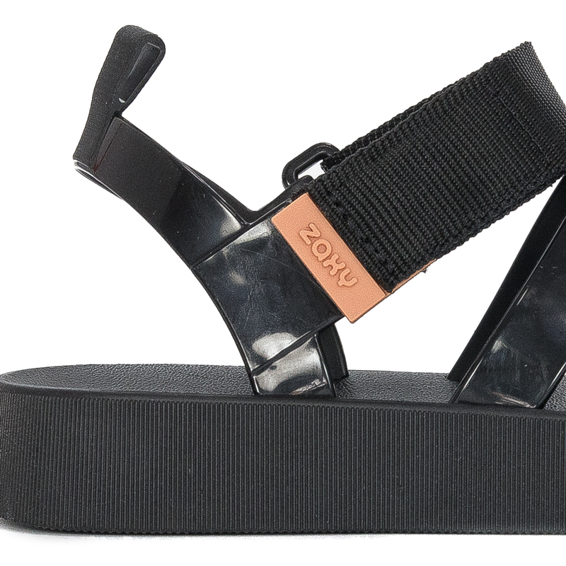 Zaxy Sandały damskie na rzepy Mood Sand Flatform Ad Black Czarne