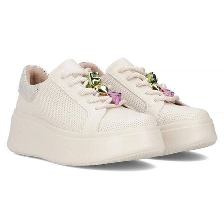 Filippo Women's platform beige leather shoes