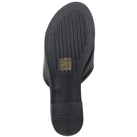 Filippo Women's Black Leather Flat Slippers