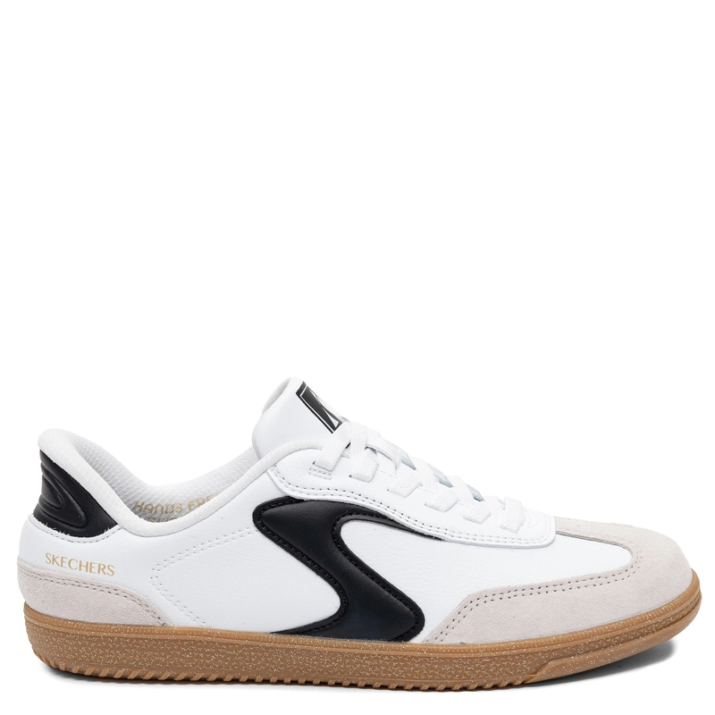 Skechers Hotshot Kickoff Sneakersy Skórzane Biało-Czarne 185322-WBK