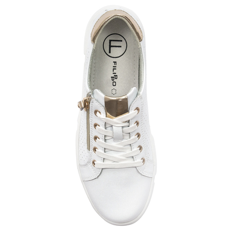 Filippo Półbuty sneakersy damskie skórzane białe