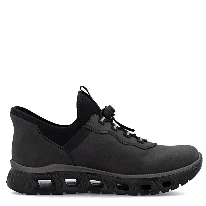 Rieker Comfortable Elastic-Lace Low Shoes Cushioning Sole Black M6065-45-BLACK