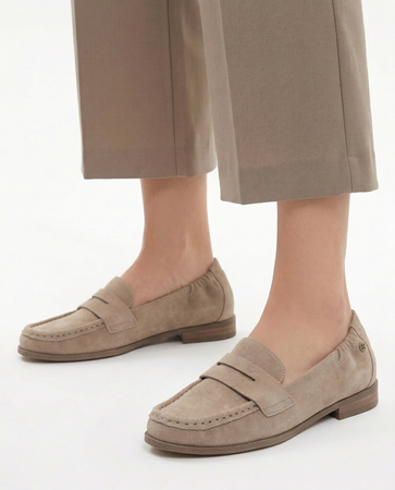 Maciejka Suede Leather Loafers Women Beige HJ764-04/00-1