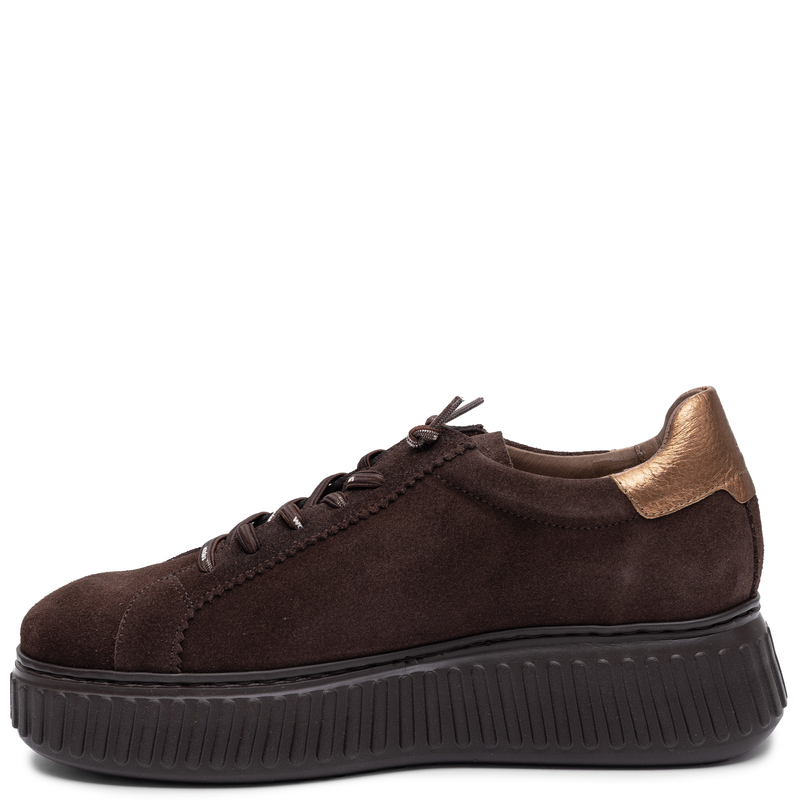 Wonders Comfortable Leather Platform Sneakers Brown A-5201-Tes-Oro
