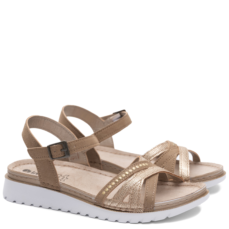 Inblu Comfortable Flat Sandals Jeweled Brown CN000054-SABBIA