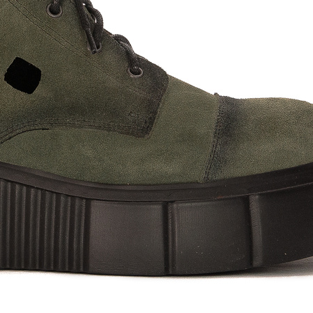 Maciejka Women's boots leather suede openwork green