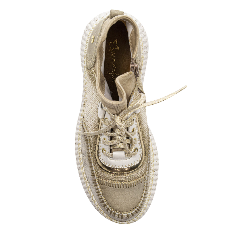 Maciejka Leather Sneakers Side-Zip Beige-Gold 06405-04/00-7