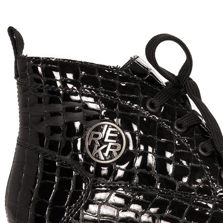 Rieker Botki damskie skórzane ocieplane czarne Black 