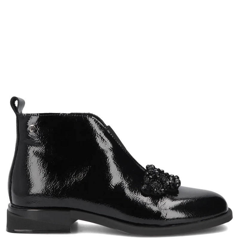 Filippo Elegant Patent Leather Ankle Boots With Jewel Ornament Black DBT7990-26-BK-L