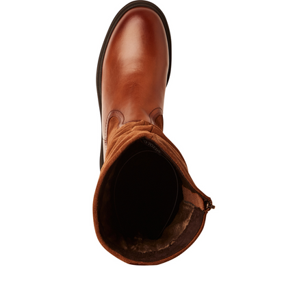 Marco Tozzi Leather Knee-High Boots with Warm Lining, 4.5 cm Block Heel, Cognac Brown 2-25690-45-392