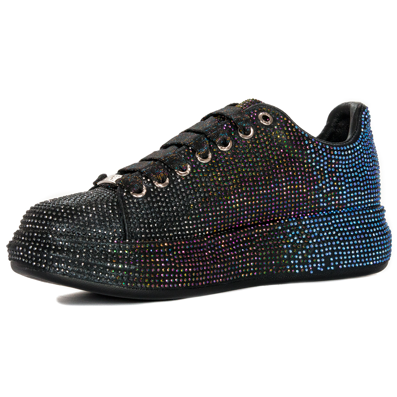 GOE Sneakersy półbuty damskie cyrkonie Black Czarne
