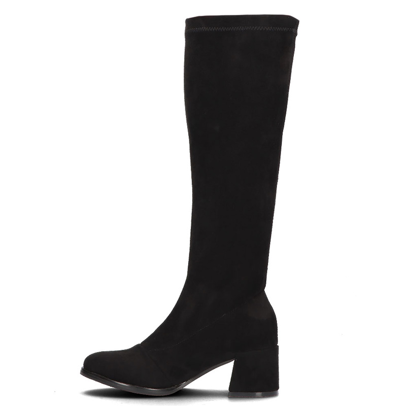 Filippo Knee-High Boots Elastic Fit Block Heel Black DKZ93225BK