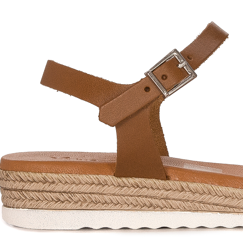 Maciejka Brown leather women's sandals espadrillers
