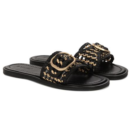  Inuovo Women's Leather Flip-Flops Black